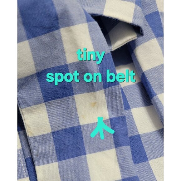 Talbots Womens Blue Checkered‎ A Line Belted Dress Button Front Lined Size 16 - Picture 3 of 12